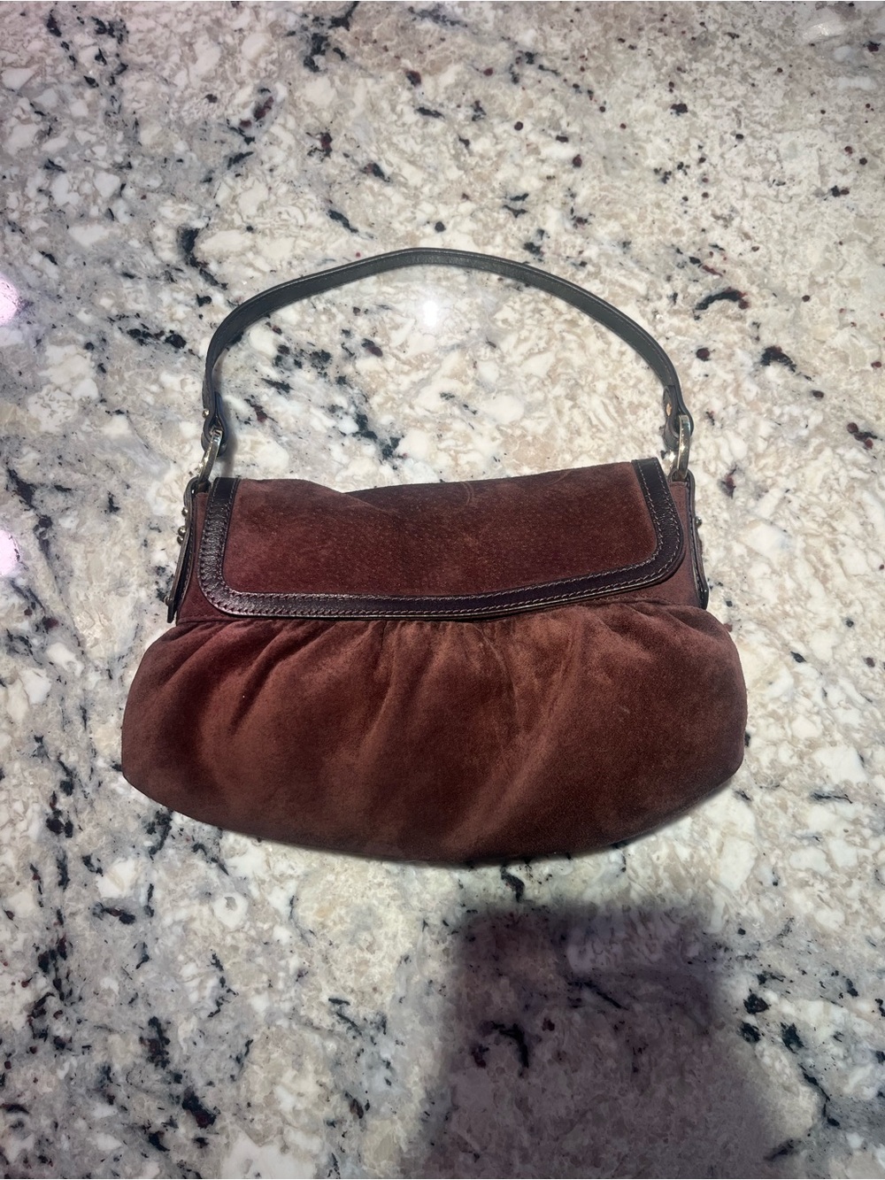 Vintage Fendi Chef Handbag in suede brown